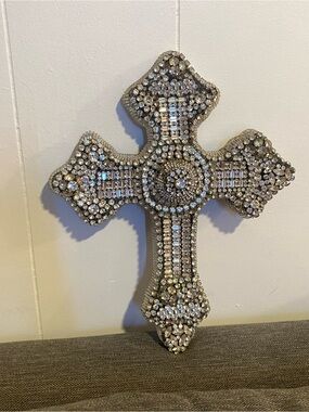 Stunning one of a kind Swavorski  Crystal Cross with silver accents